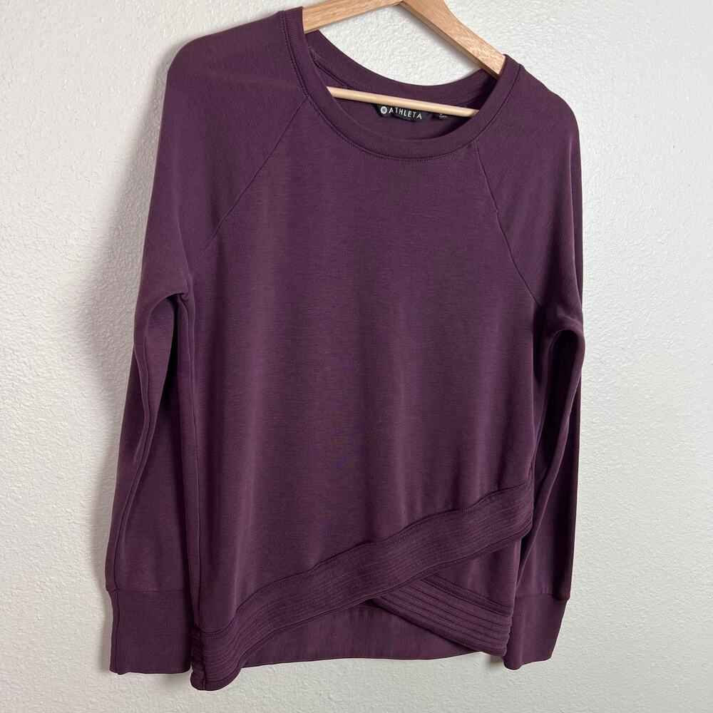 Athleta Serenity Criss Cross Soft Top Long Sleeve Eggplant Purple‎ Size Small - Picture 2 of 8